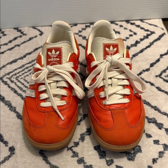 adidas Shoes - adidas Orange and White Leather Retro Sambas
